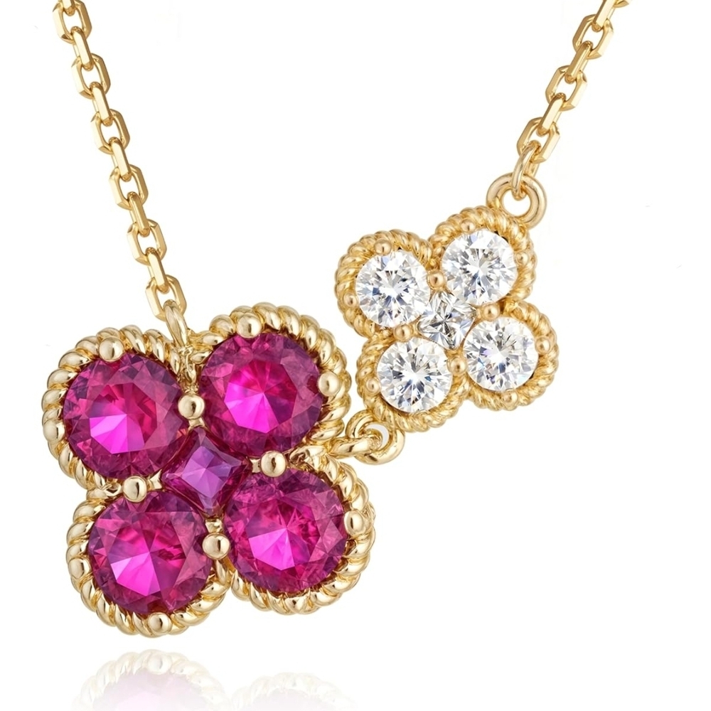 14K Gold Plated Birthstone 4 Leaf Clover Necklace Valentines Gift